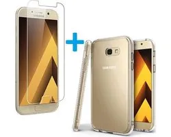 Samsung Galaxy A3 2017 2017 Étui en silicone TPU ultra fin avec protecteur d'écran en verre trempé.