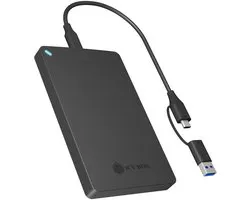 ICY BOX IB-201T-CU31, SDD-behuizing, 2.5", SATA II, SATA III, 6 Gbit/s, USB-aansluiting, Zwart