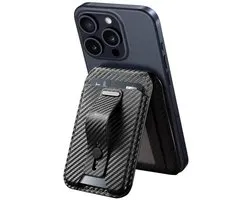 ESR Grip Wallet Stand | Magnetische Kaarthouder | Compatibel met MagSafe en HaloLock | Pasjeshouder voor 5 Pasjes | Portemonnee | Standaard | Vingerlus | Carbon Fiber