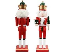 Kerst Notenkraker Soldaat - Houten Figuur Ornament - Kerstversiering Huis - Traditionele Pop - 38 cm - Veelkleurig