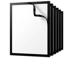 Zwart magnetische fotolijst A6 zelfklevend – 6 stuks foto en document houder – herbruikbare wand fotolijsten zonder schroeven – minimalistische display voor foto’s en documenten