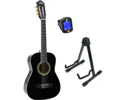 LaPaz 002 BK klassieke gitaar 1/2-formaat zwart + statief + stemapparaat