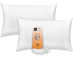 sleepling veren kussen - hoofdkussen 50x70 cm 2-delige Set - kussen met vulling van veren en hoes van katoen - als slaapkussen, bankkussen of sierkussen - Downpass gecertificeerde veren - Made in EU - kussen set - 50 x 70 cm - wit