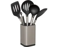Kitchen & Go | Keukengerei kookgerei set met houder - 6 delig - Rvs