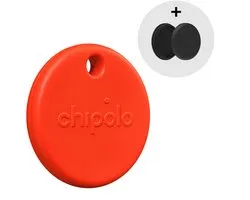 Chipolo POP Bluetooth Tracker - Rood + Sticker Mount IP67 – Werkt met Apple Find My & Android Find My Device – 120 dB – Sleutelvinder & Fiets Tracker