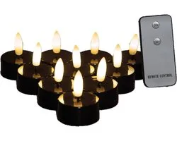 Anna's Collection Bougies chauffe-plat/bougies chauffe-plat LED - 10x pcs - noir - D3,5 x H1,5 cm
