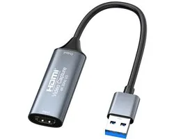 Video Capture Card HDMI naar USB 3.0 - 4K adapter kabel connector - geschikt voor o.a. laptop, Nintendo Switch, PlayStation, Xbox, Windows, MAC - Game Capture - live streaming - grijs