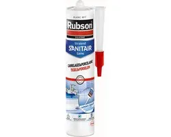 Rubson Silicone Sanitaire Carrelage & Porcelaine Blanc 280 ml | Mastic d'Étanchéité Anti-Moisissures | Pour Douche, Baignoire, Lavabo et Carrelage