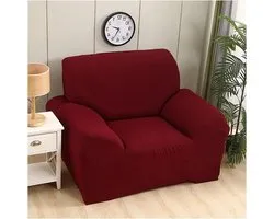 AmDxD Sofa Cover, 1 Seater, Plain Elastic Stretch Sofa Cover for Living Room, Polyester, Non-Slip, Elastic, Dark Red