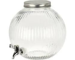 Excellent Houseware Drank dispenser Beverages Tap - 5.5 Liter - glas/metaal - tapkraan/deksel - water en sappen