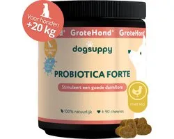 GroteHond⁺ Probiotica Forte - Met kip - Ondersteunt Darmflora & Spijsvertering - 100% Natuurlijk - 90 snoepjes - Gras eten, Problemen met Ontlasting & Huidgevoeligheid - 4.5 miljard CFU Probiotica per snoepje - Voor Grote Honden +20kg