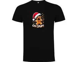 Zwart T-Shirt met “Peperkoek - Oh Snap! - Kerst“ Print Full Color Maat M