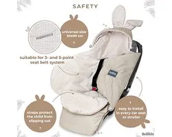Couverture universelle pour siège auto et poussette - Coton doux et velours - Certifié OEKO-TEX - Convient pour Maxi Cosi et Cybex - Océan bleu