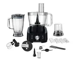 Heinner Robot Culinaire Multifonction – 1000 W – Bol Mélancheur 3,5 L – Blender 1,8 L – 2 Vitesses et Fonction Pulse – Fonction Hachage, Pétrissage, Découpe, Râpage, Fouettage et Mouture – Noir