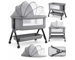 Lunola Co Sleeper 3-in-1 - Baby Bed met Schommelfunctie - Verstelbaar Meegroeibed - Baby Wieg met Matras - Grijs