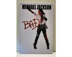 Plaque Murale en Métal Michael Jackson - Affiche Rétro Album "BAD" - 20x30 cm - Décoration Murale Musicale King of Pop pour Salon, Bar et Coin Détente