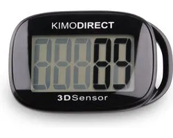 KIMO DIRECT Stappenteller met Clip en Draagkoord - Stappen Tellen - Activity Tracker - 3D Sensor - Groot Scherm - Zwart