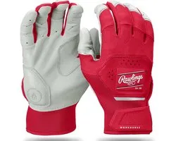 Rawlings - MLB - Honkbal - Softbal - Slaghandschoentjes - Workhorse - WH25BG - Leer - Een Paar - Batting Gloves - Volwassenen - Rood - Large