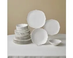 Service de table Karaca Bloom 24 pièces en porcelaine Bone China – 6 personnes – Blanc – Vaisselle de luxe en Bone China