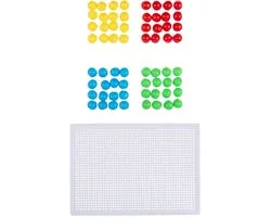 Eddy Toys Nail Building Playset 67-delig - Educatief Steekspel met Geperforeerd Bord - 66 Gekleurde Pinnen - Rood, Geel, Blauw en Groen - 1 tot 4 Spelers - Vanaf 6 Jaar