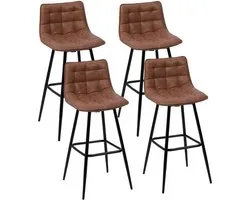 Set van 4 barkrukken Mady bruin vintage