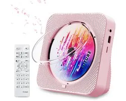 Discman - CD Speler met Bluetooth - Ingebouwde Speakers - FM Radio - Inclusief Afstandsbediening - USB & AUX - Koptelefoonaansluiting - LED Display - Roze