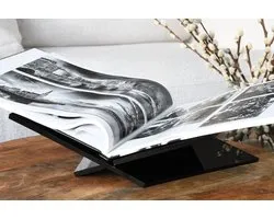 Boekenstandaard asymmetriche zwart plexiglas - Boekenstandaard Gekanteld- voor koffietafel - boek kruis standaard - Bookstand - boekenstandaard - Boekensteun - Boekenhouder - Boek houder - Perfect Cadeau