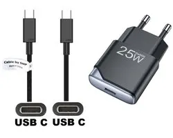 Chargeur rapide OneOne 25W + câble USB C vers C robuste de 0,5m. Chargeur GAN. Adaptateur chargeur PD PPS compatible avec Samsung Galaxy M21, M30, M40, M54, M55s, M05, F42, M10s, M11, Z, M06, M42, M20, M31s, M32, M32, F05