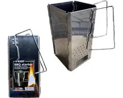S'MART Briquettes Starter RVS - démarreur de cheminée pliable pour environ 2-3kg de briquettes - démarreur rapide pour charbon de bois et briquettes - taille 16x16x29cm