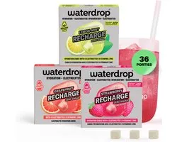 waterdrop® Electro Mix Sans Sucre – 36 Comprimés Effervescents pour Water avec Mag, Calcium, Sodium, Chloride & Zin – Sport & Hydra – Fraise, Pamplemousse & Citron-Menthe