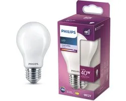 Philips LED lamp - Standaard lampvorm met E27 fitting - Koelwit licht: 4000K - 40W - Mat glas