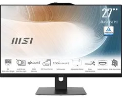 MSI Modern AM272P 1M-848EU All-in-One PC/workstation Intel Core 5 120U 68,6 cm (27") 1920 x 1080 Pixels Alles-in-één-pc 8 GB DDR5-SDRAM 512 GB SSD Windows 11 Pro Wi-Fi 6E (802.11ax) Zwart