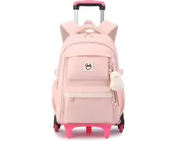 Tanou Girls School Backpack with Wheels, Removable Trolley, Casual 6 Wheel School Bag, Teenage Girls Backpack for - ShopVlot