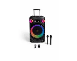 Mobiel professioneel geluid systeem 800W (bluetooth/ 2x draadloze microfoons/ oplaadbare accu