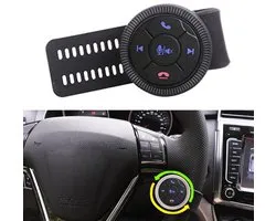 Universal Strap Shape Steering Wheel Remote Control Car Multimedia Wireless Button Remote Control (Black)