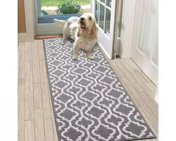Carpet Runner Long Hallway Rug Vintage Washable Non-Slip Grey 60 x 180 cm
