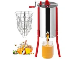 Froadp Premium honingslinger Diagonale slinger Handmatige tangentiële slinger Roestvrij staal voor 3 ramen Honingextractor met deksel 10 cm hoogteverstelling Imkerij Imkerbenodigdheden