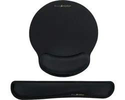 Repose-poignets et tapis de souris ergonomiques PrimeAmbition - Zwart - Pour clavier et souris - Antidérapant - Ordinateur - Ordinateur portable - Travail à domicile - Lieu de travail à domicile