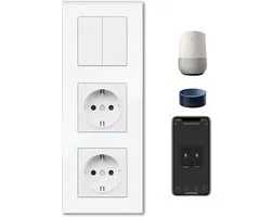 Dubbel Stopcontact met Slimme Lichtschakelaar - Smart Home Wifi Schakelaar voor Alexa en Google Home