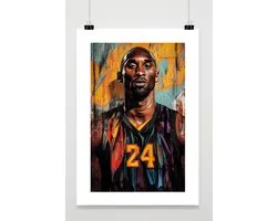 Kobe Bryant Poster - Basketbal Posters - Sport - Celeb - Atleet - Passe-Partouts Effect - Wanddecoratie Woonkamer - 180 gram papier - B6575KMD - Formaat 60 x 90cm