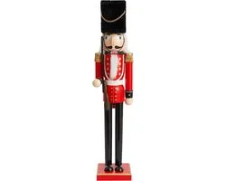 90 cm Houten Kerst Nootkraker Soldaat - Extra Groot Handgemaakt Grenen Hout Decoratie in Rood