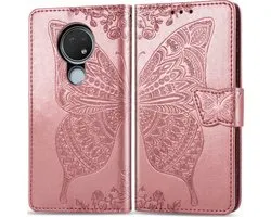 Etui Bookcase Mobigear Butterfly Or Rose Pour Nokia 6.2 / 7.2