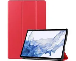 Tablethoes Geschikt voor: Samsung Galaxy Tab S7 FE & Tab S7 Plus & S8 Plus - 12.4 Inch - Ultraslanke Hoesje Tri-Fold Cover Case - Rood