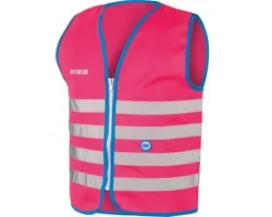 Wowow Veiligheidshesje kind met rits EN 1150 - Fun Fietsjas  - Maat S  - Unisex - roze/blauw/zilver