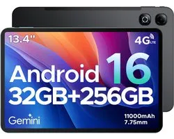 DOOGEE TAB G6 MAX - Tablet - Tablets - 32GB ROM + 256GB RAM/2TB TF - Android 16 - 4G LTE - 13,4-inch FHD+ 90Hz IPS - 11000mAh/18W - Unisoc T7280 Octa core -gamingtablet - 5G Wi-Fi - Widevine L1 - Face ID - OTG - Dubbele luidsprekers - Zwart