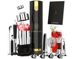 Cocktail Set van BarDeluxe® - 12-Delige Cocktailset - Cocktail Shaker Set (750ml) - RVS - Inclusief Receptenboek