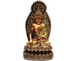 Yogi & Yogini - Boeddha Beeld - De Aarde Als Getuige - 17,8 cm