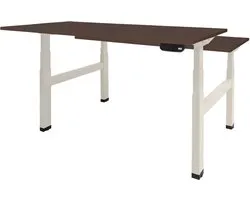 RoomForTheNew Bureau Heathrow Plus Duo-Desk - Zit sta Bureau - Zit sta Bureau Elektrisch - Gaming Bureau - Game Bureau - Verstelbaar Bureau - standing Desk - duo bureau - duo werkplek--Logan eiken blad-Wit  onderstel- 120x80
