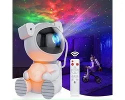 Mobstore - Projecteur d'étoiles astronaute - NOUVEAU modèle 2 en 1 - Projecteur de ciel étoilé - Lampe d'étoiles - Projecteur de galaxie - Télécommande - 15+ combinaisons de couleurs - Veilleuse lampe lune