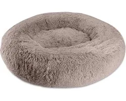 Huisdierentuin.nl Lit pour chien en peluche confortable en forme de beignet - Couleur kaki - Taille S (50 cm) - Idéal pour la Détente et la sécurité des Chiens et des Chats - Design durable et antidérapante